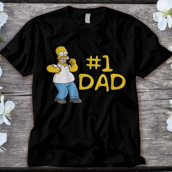 Homer Simpson Number 1 Dad Father's Day T-Shirt Unisex Adult T-shirt Kid Shirt - Picture 1 of 2